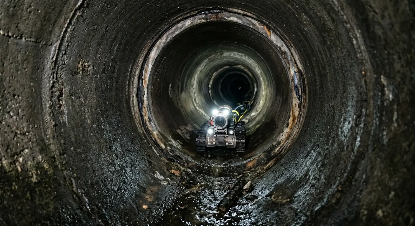 Robotic sewer camera inspecting pipe interior for Sewer Line Repair in Brea